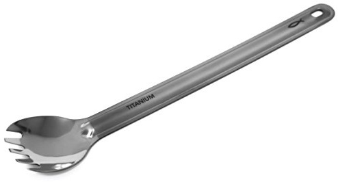 Savior Survival Gear Titanium Spork – Lightweight Multi-Purpose Long Handle Camping Spork - Eco-friendly Backpacking Utensil