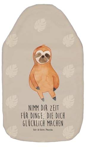 Mr. & Mrs. Panda Wärmflasche Faultier Zufrieden - Geschenk, glücklich, Zufriedenheit, Faultier Geschenk, Wärmflaschenbezug, Wärmflasche mit Bezug,