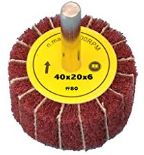 Fächerschleifer mit Vlies-Gewebekombination 40mmx20mm, 6mm Einspannschaft, Körnung: 80 - Schleifmopstift, Lamellenschleifer, Schleifmop Schleifvlies, Lamellenrad mit Schaft.