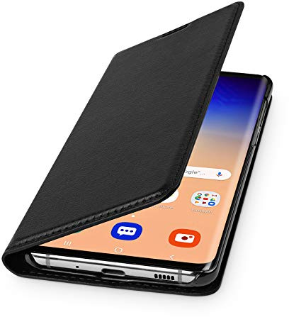 WIIUKA Echt Ledertasche - TRAVEL - Hülle für Samsung Galaxy S20, mit Kartenfach, extra Dünn, Tasche Schwarz, Premium Leder
