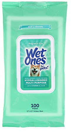 Wet Ones Hypoallergenic Multi-Purpose with Vitamin A, C & E Wipes, For Dogs, Fragrance Free, 100 Wipes