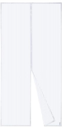Apalus Zanzariera con Magneti per Porte, 120x250CM - Rete Fine, Tenda Totalmente Magnetica, si Chiude da Sola - Non Accorciabile (Bianco)