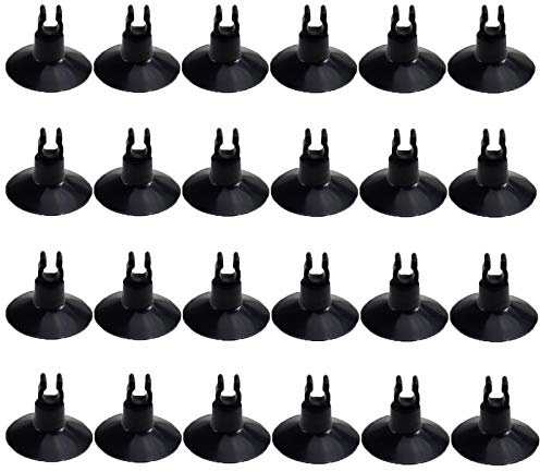 AQUANEAT Aquarium Suction Cups, for Fish Tank Airline Tubing, with Clips 1/4 Dia, 24pcs (Black)