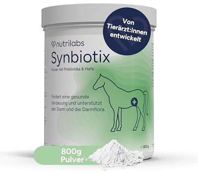 NutriLabs Synbiotix Pulver für Pferde-Darm & Verdauung 800g - Pferde Darmflorapulver mit Hefe, Alant usw. - Pferdenahrungsergänzung - Verdauungspulver