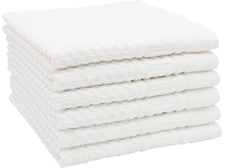ZOLLNER 6er Set Handtücher in 50x70 cm - weiches und saugstarkes Waffelmuster in weiß - mit Aufhänger - waschbar bis 95°C - Baumwolle - Hotelqualität - Oeko Tex® Zertifiziert