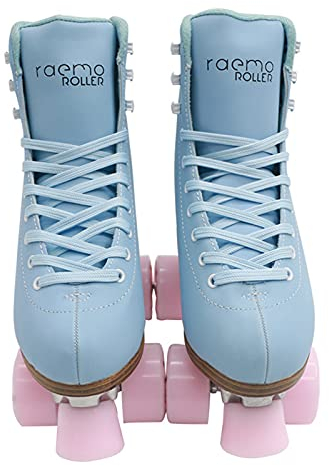 JianJud Damen Rollschuhe PU-Leder High-Top Rollschuhe Erwachsene zweireihige Schlittschuhe Rollschuhbahn Aluminium Basishalterung Rollschuh Schnürsenkel Vorderbremse Rollschuhe B,40