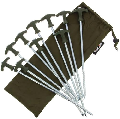 NGT Bivvy Pegs Large mit Tasche 10 Zeltheringe Camping Kapfenangeln