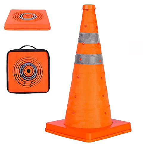 18'' inch Collapsible Traffic Safety Cones, 1 pcs Multi Purpose Pop-up Cones with Reflective Collar for Road Parking, Driving Practice