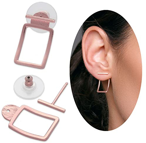 Ear Jacket Ohrringe aus 925 Sterlingsilber Rosé Vergoldet - Doppelseitig Vorne Hinten - Minimalistisch Statement - Nickelfrei Hypoallergen - Handmade by Emmanuela