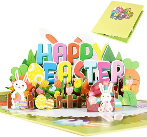 3D Pop Up Easter Greeting Cards,Happy Easter Gift Card with Envelopes,Bunny Cards for Kids