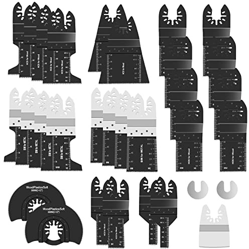 Funnytek 31tlg Multitool Sägeblätter Multitool Zubehör, Multitool Sägeblätt | Universal, Kompatibel mit Rockwell Milwaukee Makita, für Holz / Metall / Kunststoff, Oszillierende Sägeblätter