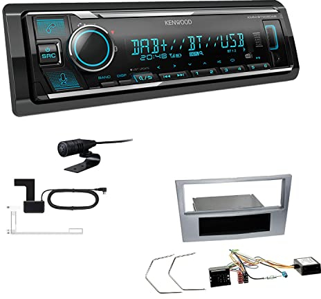 Kenwood KMM-BT508DAB 1-DIN Digital Media Receiver Autoradio DAB+ Bluetooth Amazon Alexa Einbauset passend für Opel Astra H Twin Top 2006-2010 matt Chrom inkl Canbus