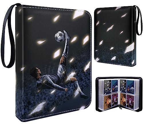 Trading Card Album for Football, Binder Card Holder, Binder with Sleeves, Football Card Holder Album, Trading Card Game Collection, Carrying Card Folder, 50 Page 400 Card Capacity, Black