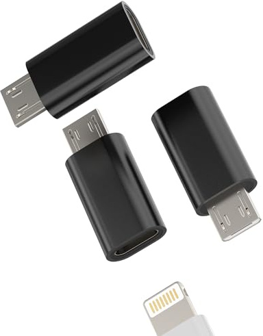 Adaptador Lightning hembra a micro USB macho (paquete de 3) para iPad compatible con Samsung Galaxy S7 S6 Edge LG Android Converter carga sincronización de datos puerto conector de carga para iPhone