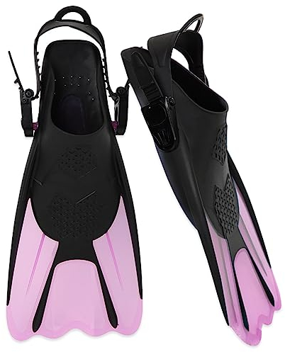 opamoo Schnorchelflossen, Verstellbare Flossen Schwimmflossen Gr.34-38 Unisex Taucherflossen Offene Ferse Kurzflossen Schwimmflossen Reisegröße Kurz Einstellbar zum Tauchen Schwimmen Schnorcheln