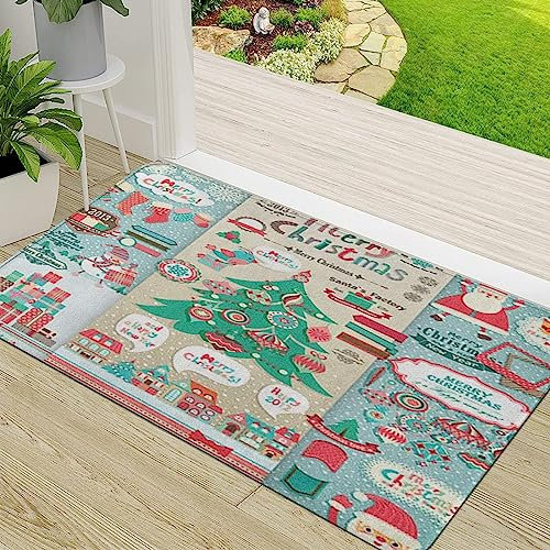 ERICAT Zerbino Ingresso,Elementi dell'album di Natale,Antiscivolo Assorbente Resistente allo sporco Tappeto Cucina Tappeto Tappeto Entrata Zerbino