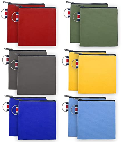 Aspire Lot de 12 Mini Porte-Monnaie en Toile, Petites Pochettes carrées à Fermeture éclair, Portefeuilles Femme 4-1/4 x 4-1/4 Pouces