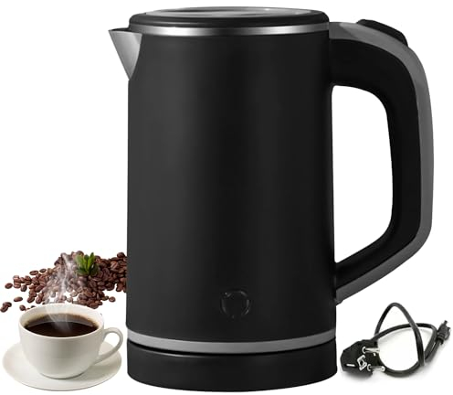 Bouilloire de voyage 800 ml Bouilloire de voyage Bouilloire portable - Mini bouilloire de camping Silencieux - Bouilloire de voyage en acier inoxydable - Bouilloire de voyage (Black)