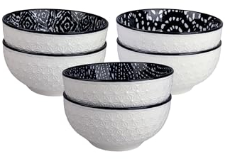 10 Strawberry Street Embossed Shibori Pad Print 4.75 Dessert Bowls, Set of 6, Blue/White