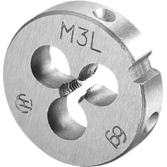 CoCud Metrisches verstellbares Rundschneideisen, M3 X 0.5, Gewinde aus legiertem Stahl, Linksgewinde - (Anwendungen: zur Bearbeitung von Außengewinden für Metall und Kunststoffe)