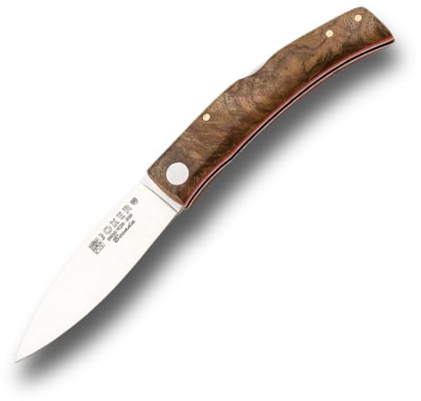 Joker klappMesser BECADA NN153 mit Walnussholzgriff, 8 cm 14c28n Klinge, Glatter Rand, Angel-, Jagd-, Camping- und Wanderausrüstung