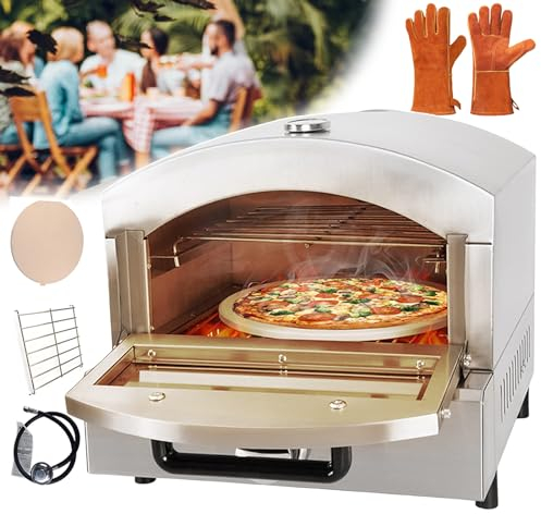 forplubossmmp Electric Pizza Maker - Double Deck, Stainless Steel Drawer Toaster Oven, with Baking Stone Hose and Shelf, Indoor & Outdoor Pizza Oven for Baked Roast - (with Anti-scald Gloves)