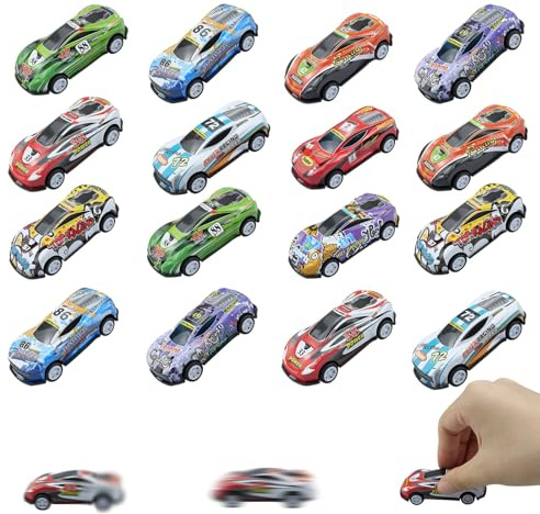 posionks 16 Stück Mini Auto Set Rennauto Metall Stunt Spielzeugauto Pull Back Autos Spielauto Set Kleinkind Mini Rennauto Zufällige Auswahl Spielzeug Autos für Mädchen Jungen Spielzeug Geschenk