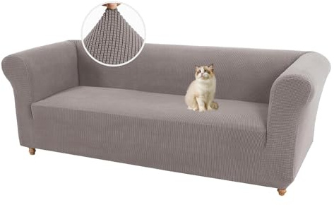 HonunGron Stretch Chesterfield Sofabezug 1 2 3 Sitzer, Couchbezug für Wohnzimmer, Spandex Jacquard Sofa Überwürfe rutschfest Sofa Überzug Waschbare Sofabezug für Haustiere (3 Sitzer,Taupe)