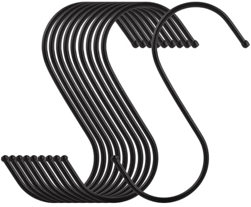 ASelected 50 Stück robuste S-Haken, 12 cm, strapazierfähig, schwarz, für Küche, Büro, Badezimmer, Schlafzimmer