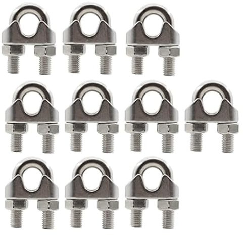 10 Stück runde gebogene U-Bolzen, Drahtseilklemmen, Kabelklemmen, Wäscheleinenspanner M12 mit Fixierer for Haus oder Garten zur Befestigung, Industriezubehör for den Außenbereich