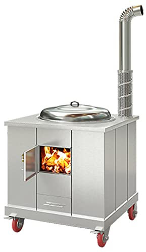 Estufa LeñA Interior Estufa de leña para acampar Estufa de leña/carbón multifuncional grande, gasificador portátil de acero puro sin humo, estufa de calefacción rural con chimenea, juego de