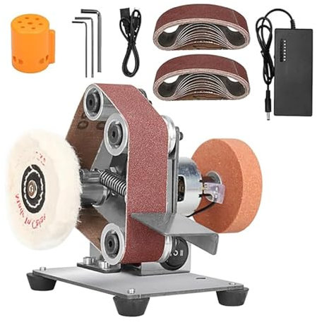 HmLotd Mini Electric Belt Sander, DIY Polishing Grinding Machine, Seven-Speed Adjustable, Plug-In and Play, With Anti-Slip Pad Design, Durable for DIY Woodworking, Metal Grinding