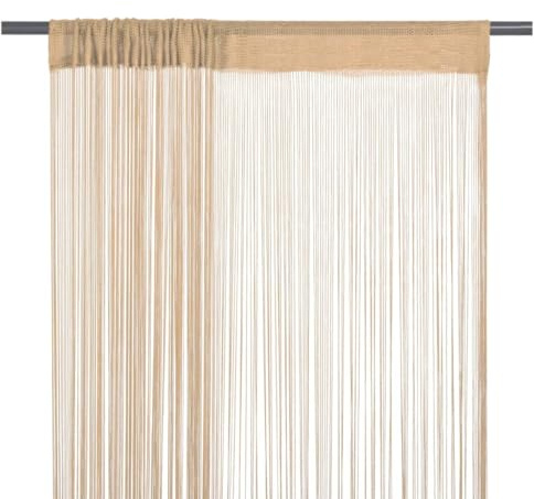 Higsose Fadenvorhänge 2 STK. 140x250 cm Beige Arbeitszimmer Gardinen Vorhäng für Terrassentür Türvorhang Wohnzimmer Raumteiler Schaufensterdekoration Vielseitigen Fadenvorhängen