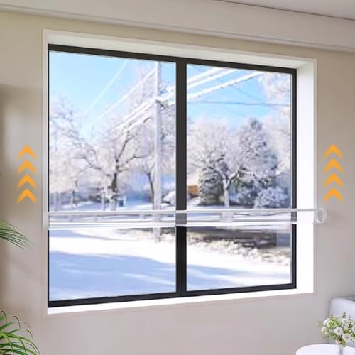 dabin007 Der Lüftungs- und Thermovorhang kann nach Belieben aufgerollt oder angehalten Werden,Fenster Isolierfolie Thermo Cover Fenster Transparent Isolierung,Fenster Isolierfolie Kit