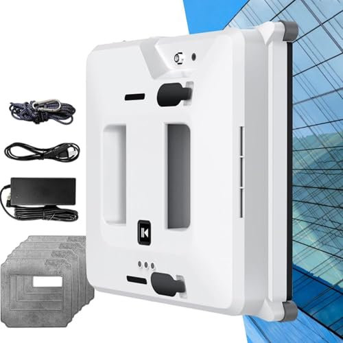 Soflightmok Window Cleaner Robot With Auto Dual Water Spray, 3000pa Automatic Glass Cleaner Cleaning Robot-Remotecontrol/Dry&Wet Rubbing/4cloths-Indoor & Outdoor High Rise Windows,White