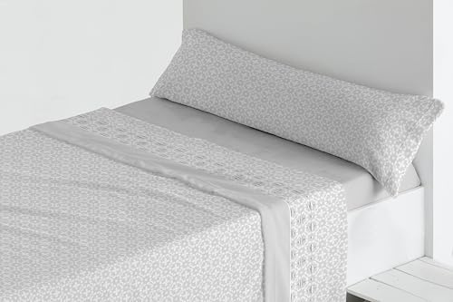 Juego de Sábanas Térmicas de Pirineo. Sábanas de Otoño/Invierno Tejido Polar para Cama Individual y Matrimonio, 3 Piezas, Cálida y Suave. (Gris, Cama 150)