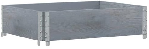 Gecheer Paletten Aufsatzrahmen Palettenrahmen Hochbeet, Holzrahmen Stapelbar Faltbar, Stapelrahmen Gartenbeet, Grau 80x60 cm Massivholz Kiefer