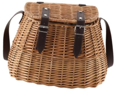 sporful Borsa a tracolla in vimini intrecciata a mano, cestino ecologico per frutta, verdura, picnic e giardinaggio, borsa a tracolla versatile