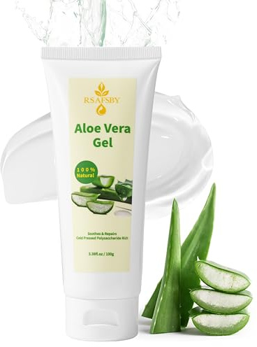 100% Natural Aloe Vera Gel for Face, Body & Hair - 100g Cold Pressed - Soothing, Hydrating & Repairing - Relieves Dry Skin, Sunburn, Blemishes & Itchy