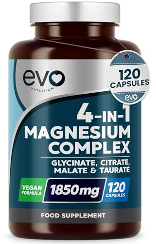 EVO Nutrition 4-in-1 Magnesium 1850mg, 389mg Elemental, 120 Capsules