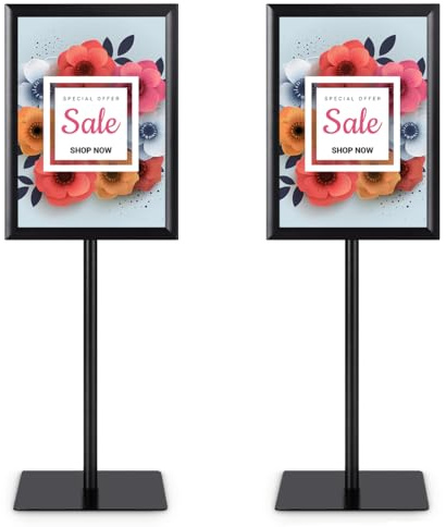 COSTWAY Infoständer A3 2er Set, Informationsständer höhenverstellbar, Plakatständer, Kundenstopper, Präsentationsständer, Werbeständer, Posterständer, Aufsteller (Schwarz)