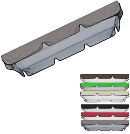 Toldo de repuesto universal para columpio Hollywood de 2 a 3 asientos, protección UV, cubierta de techo para columpio de jardín, gris, 195 x 125 cm, resistente a la intemperie