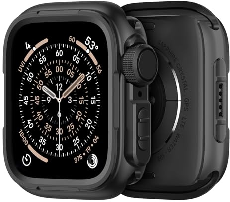 SOLOLUP Metall Schutzhülle Kompatibel mit Apple Watch Hülle 46mm,2 in 1 Robuste Rundum Metal Case mit Rücken Gehäuse für Apple Watch Series 11/10 Schutz iWatch 46mm,Schwarz[Kein Bildschirm][HD]