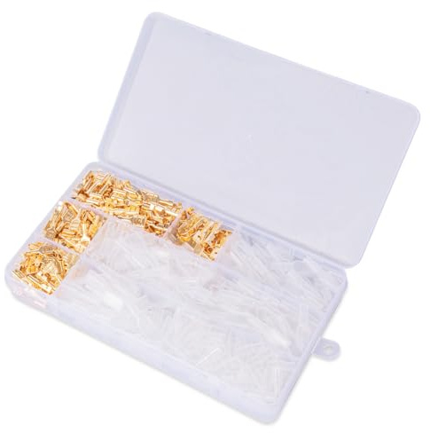 JOYELEC Kit Capicorda Terminali da Crimpare in Rame 564 Pezzi - 2,8 mm 4,8 mm 6,3 mm Connettori Elettrici Piatti Isolati Maschio Femmina, per Auto e Cavi Elettrici con Storage Box