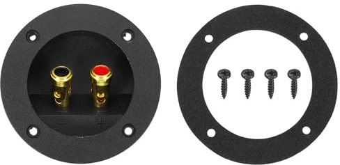 sourcing map 2.4 Inch Round Speaker Box Terminal Cups, 2-Way ABS Subwoofer Plug Connector Double Binding Posts Spring Loaded Jack for Car Stereo Speaker Wire Sub Box