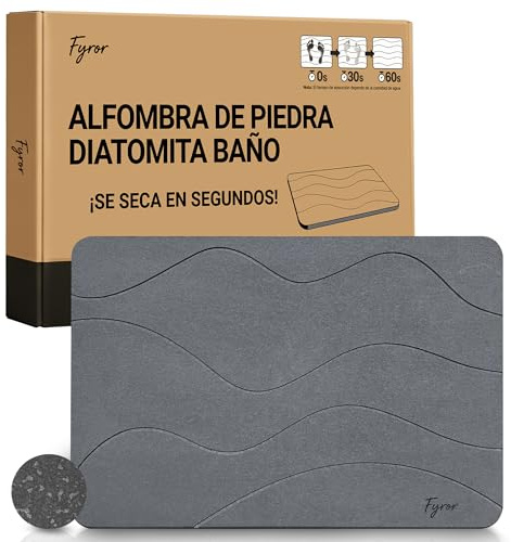 Alfombra Baño Diatomita Antideslizante 60x40cm. Lavable y Ecológica. Mantiene el Suelo seco y Limpio. Ideal para Familias y Hogares Modernos. Stone Bath Mat. Alfombra Diatomita Baño Antibacteriana.