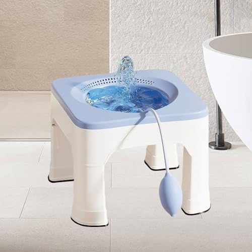 Sitzbad mit Hocker, 1600ml Tragbares Sitzbadewanne mit Spülung Hitzebeständigkeit bis 120 °C, Abnehmbar Sitzbadewanne Erwachsene für Hämorrhoidenbehandlung und Mutterschaftspflege