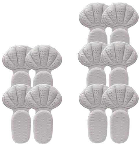 6/10 st klackklistermärken sneakers skydd fötter dynor storleksreducerare halkfria skor innersulor T-formade dyngrepp för skor för stora (grå, 10 st)