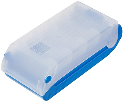 TimeTEX – indexlåda av robust plast, A8, halvtransparent med infällbart lock, 5-ämnesinlärningsmetod, 20 x 9 x 6,5 cm, färg: blå