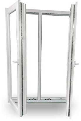 JeCo Fenster Kunststofffenster Wohnraumfenster - 2 flügelig mit Pfosten - BxH:1600x1200 mm - 2-fach-Verglasung - 60 mm Profil - Sondermaße möglich